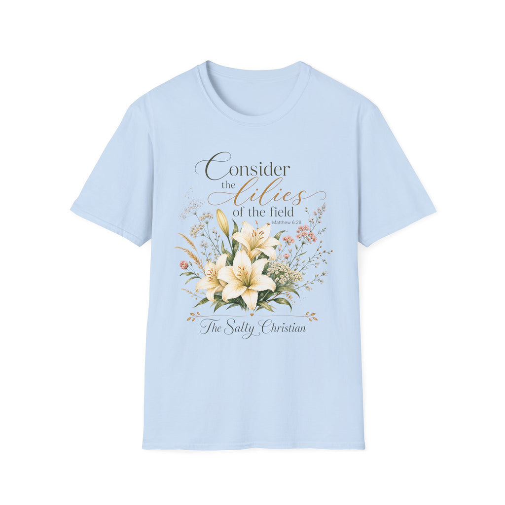 "Consider the Lilies of the Field" Floral Scripture Tee