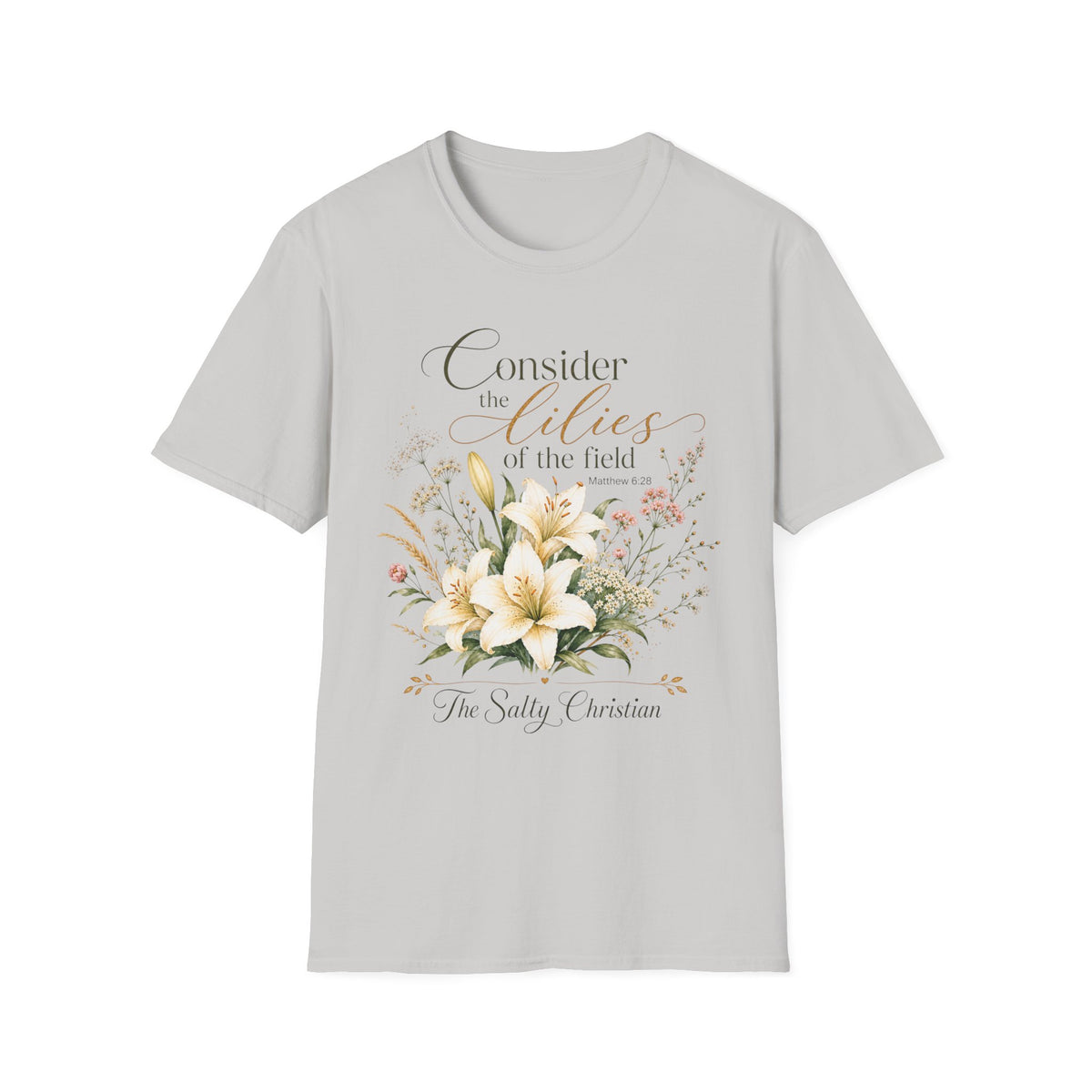 "Consider the Lilies of the Field" Floral Scripture Tee