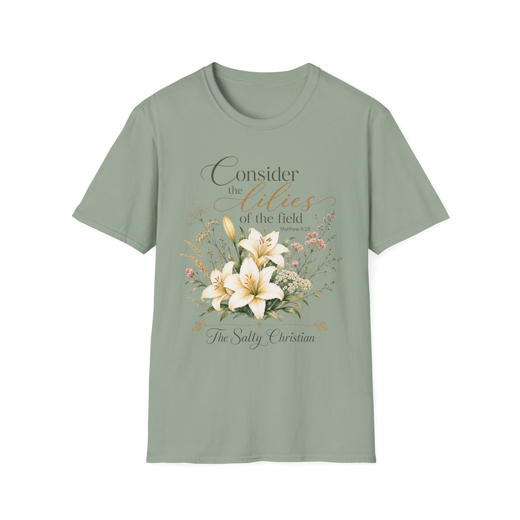 "Consider the Lilies of the Field" Floral Scripture Tee