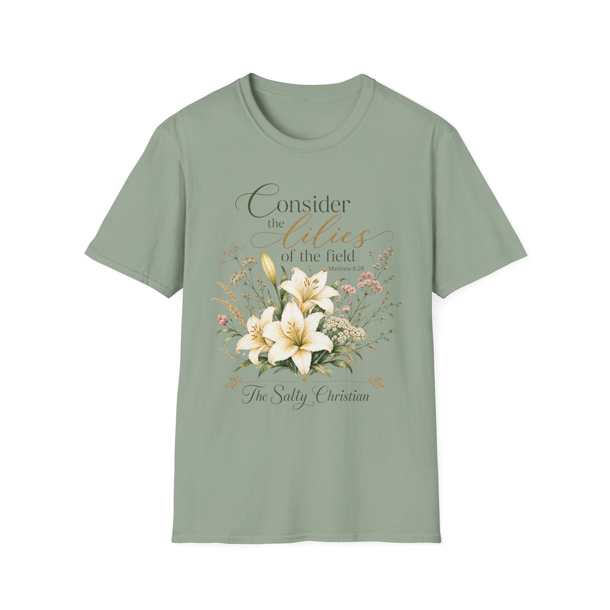 "Consider the Lilies of the Field" Floral Scripture Tee