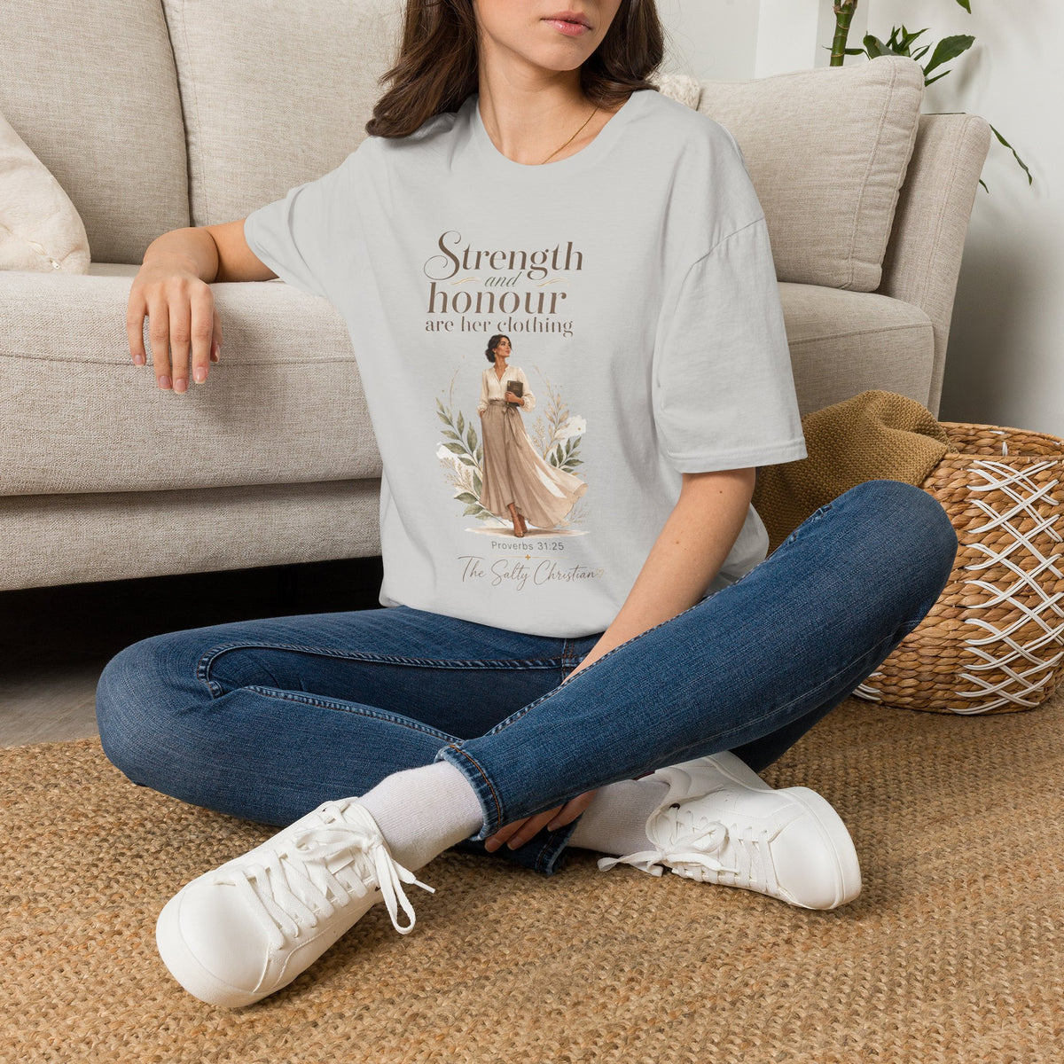 Strength and Honour Are Her Clothing T-Shirt — Inspirational Christian Women's Tee