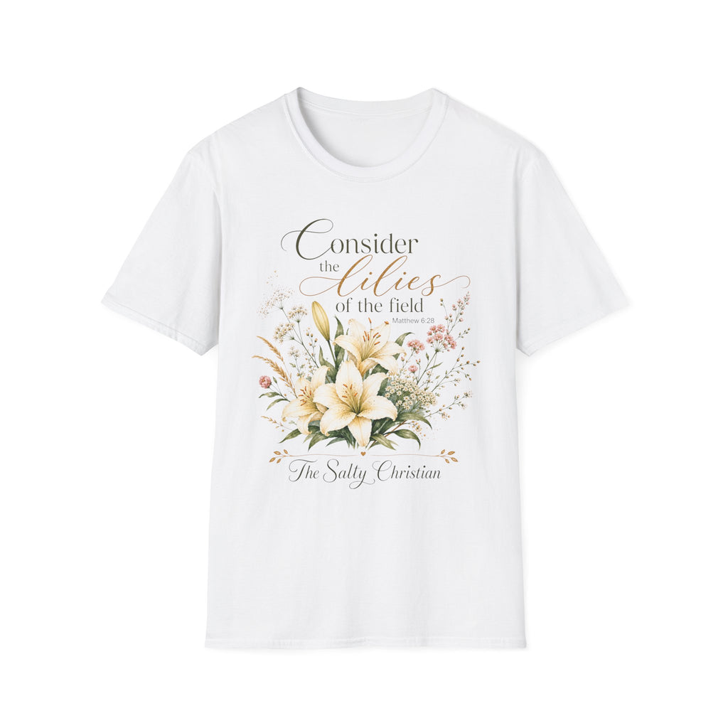 "Consider the Lilies of the Field" Floral Scripture Tee