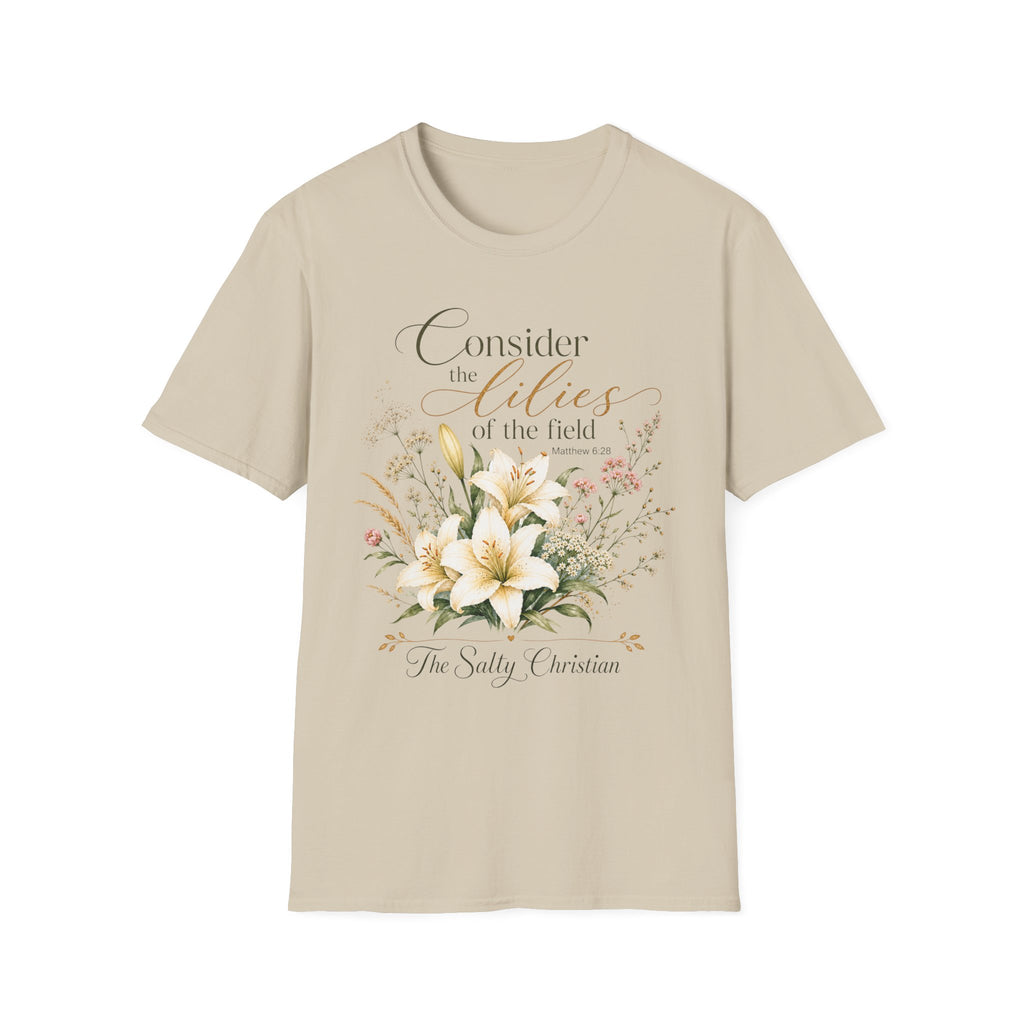 "Consider the Lilies of the Field" Floral Scripture Tee