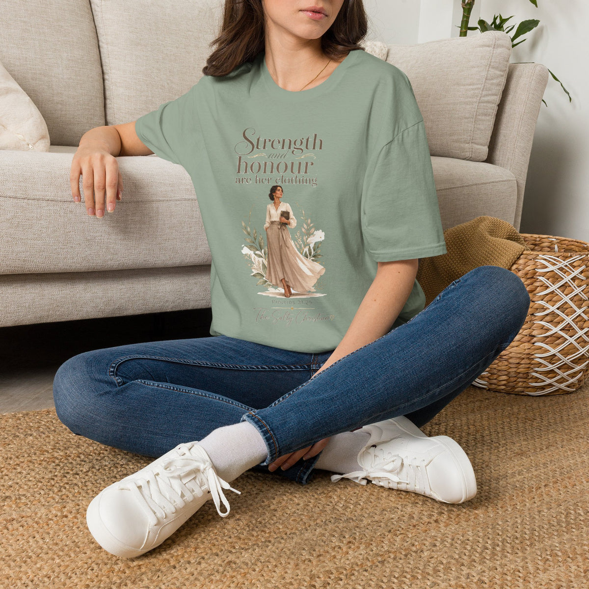 Strength and Honour Are Her Clothing T-Shirt — Inspirational Christian Women's Tee