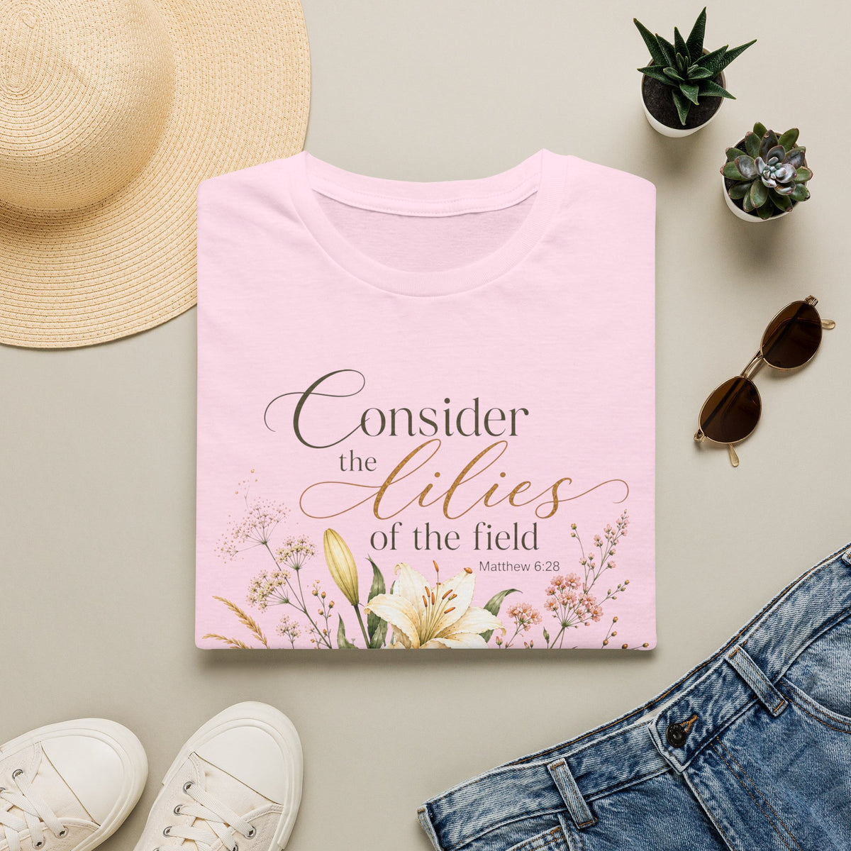 "Consider the Lilies of the Field" Floral Scripture Tee